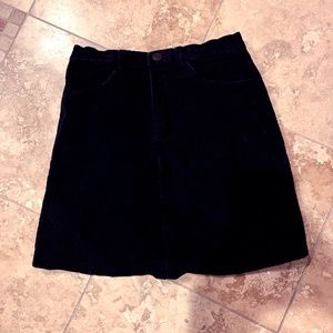 Black corduroy mini skirt